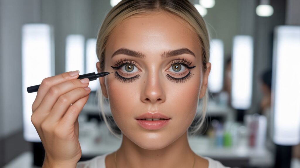 Best eyeliner for eyelash extensions applied with precision for safe lash styling.