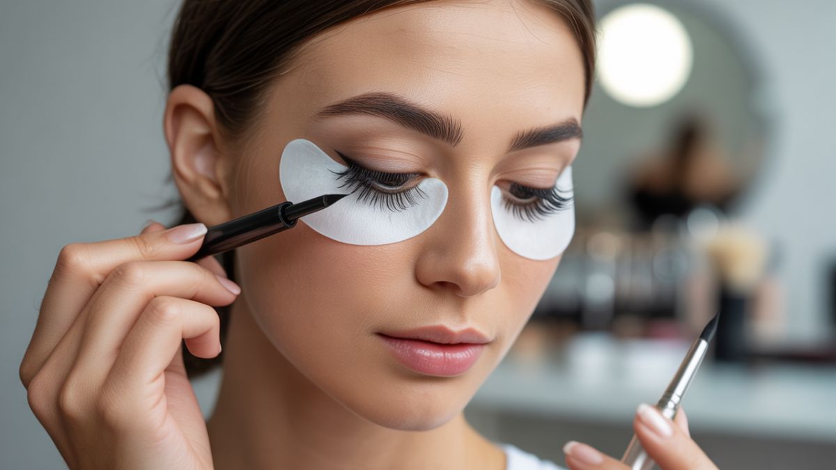 Best eyeliner for eyelash extensions applied with water-based liquid liner.