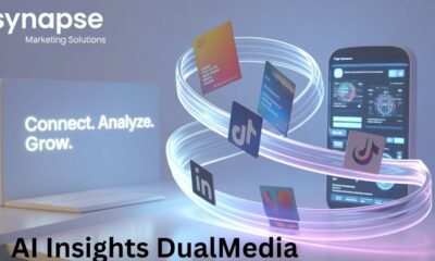 AI Insights DualMedia marketing platform with connected digital channels and analytics dashboard