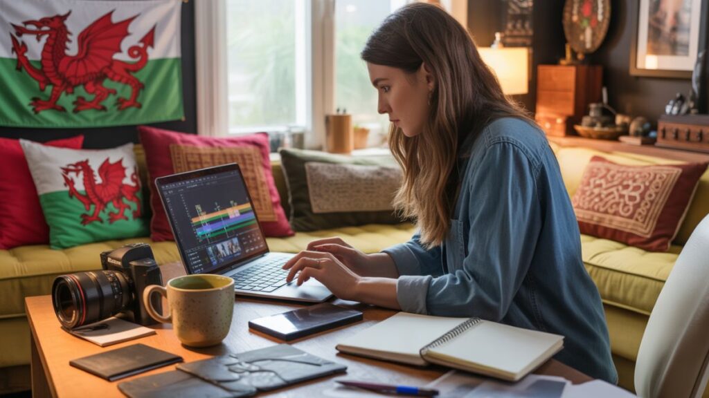 Ninawelshlass1 creating content as a digital influencer in Wales