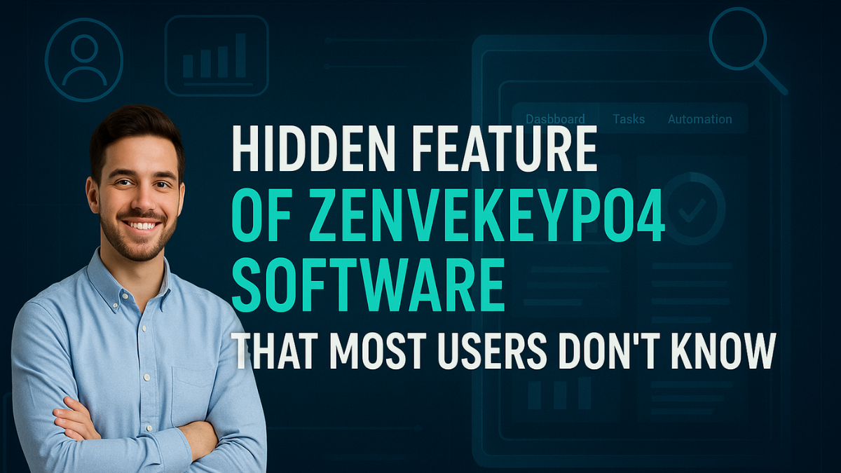 Professional person beside a digital interface showcasing hidden features of Zenvekeypo4 software.