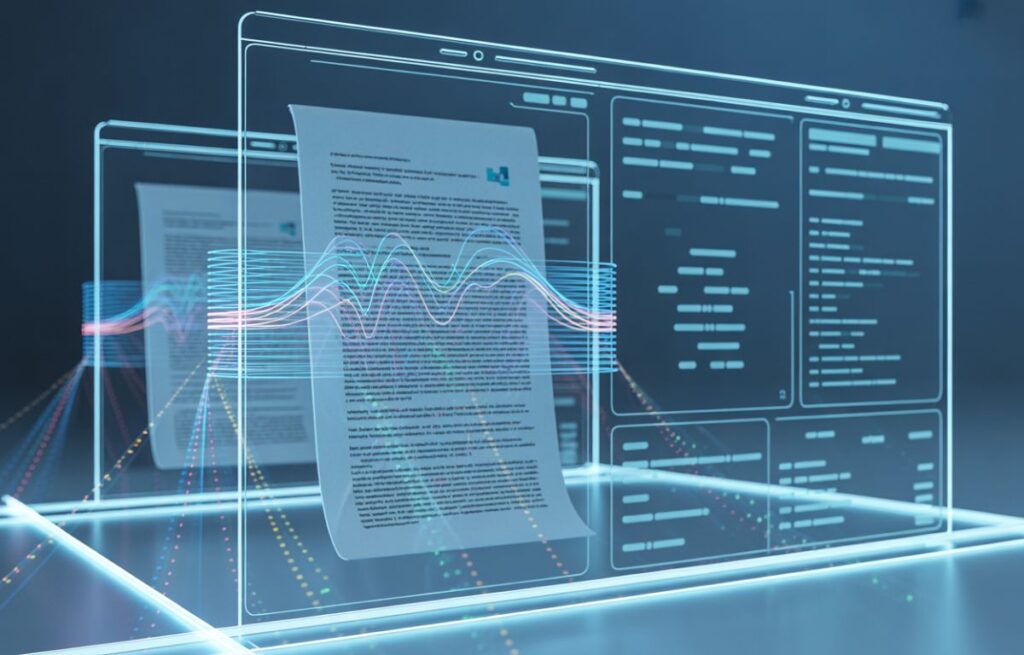 AI is generating a fast summary from a multi-page document.