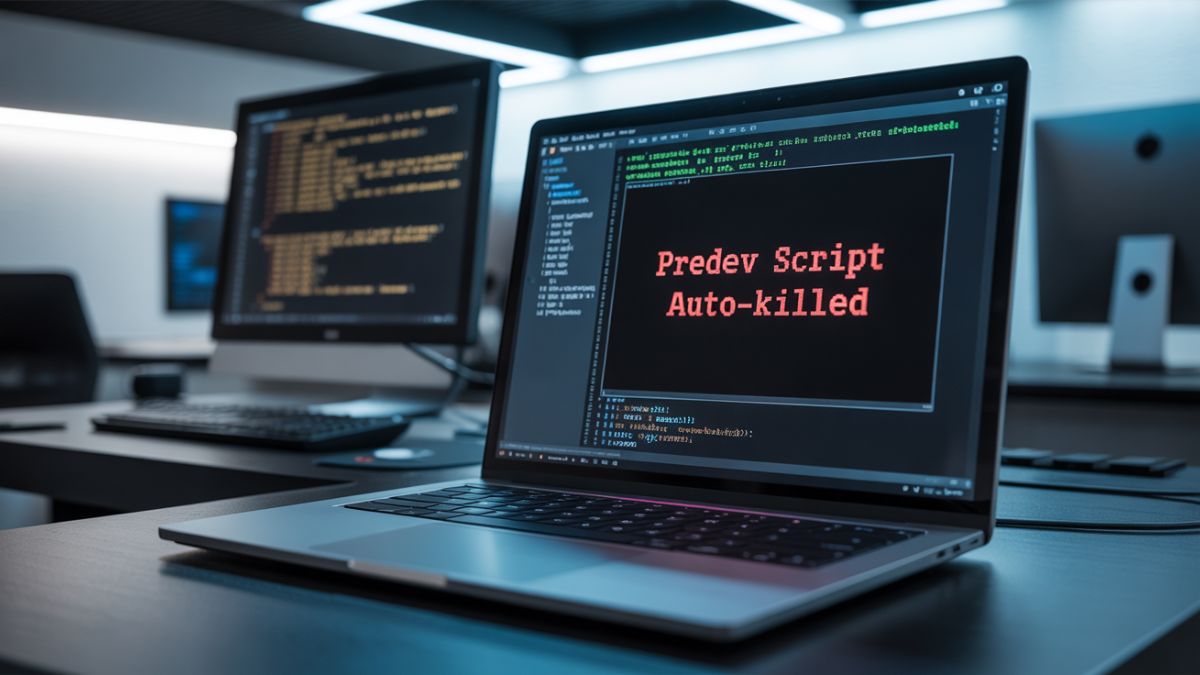 Laptop showing “Predev Script Auto-killed” error during development — Got Auto Killed Predev issue.