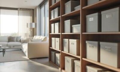 Modern home with Slylar Box storage solution on open shelves