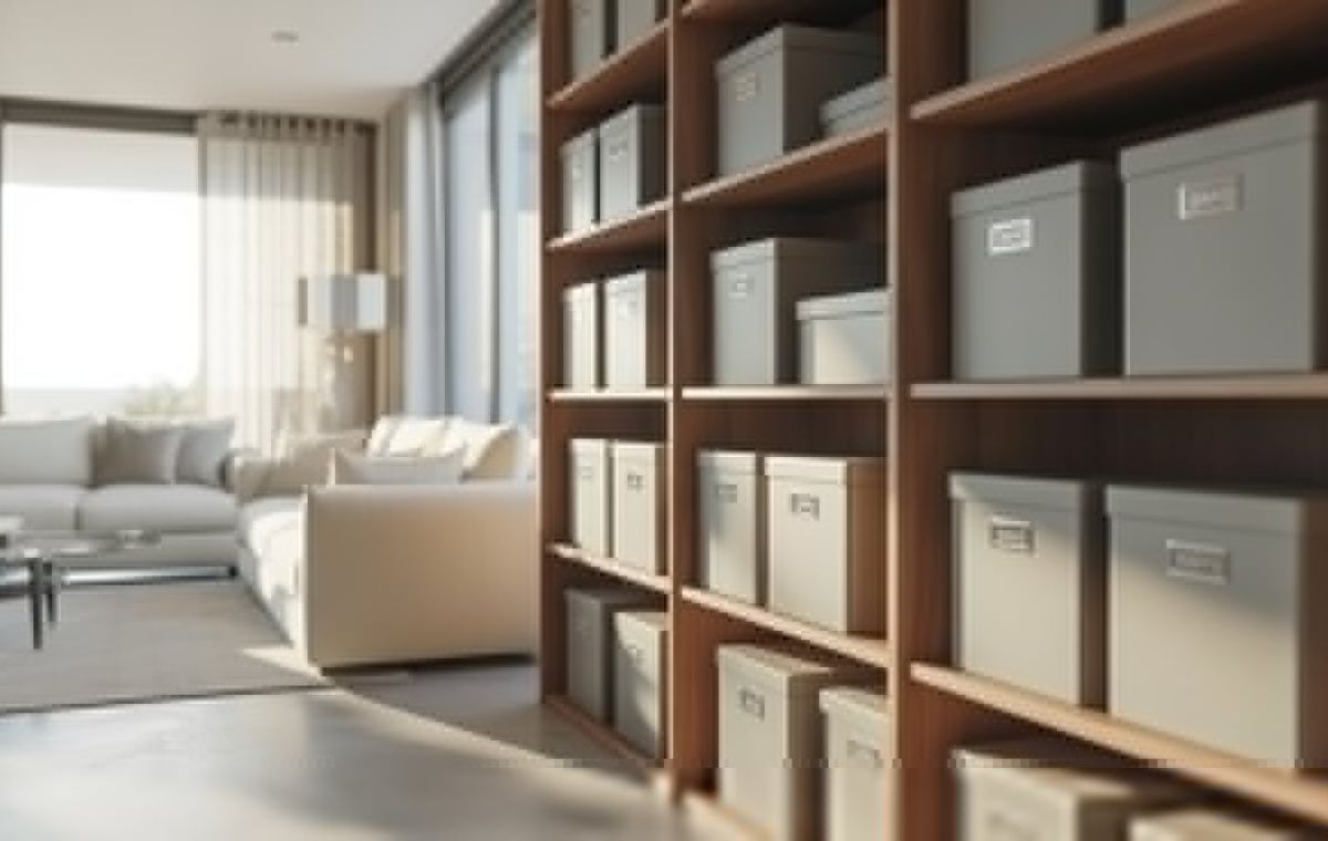 Modern home with Slylar Box storage solution on open shelves