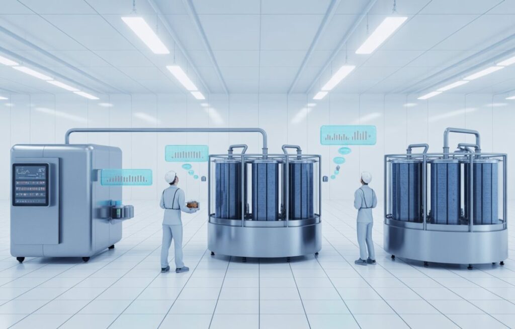 AI-powered Insoya production facility using smart technology.